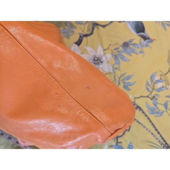 Lynn Tallerico Women’s Genuine Leather Orange Hobo Satchel Top Handle Bag - Picture 6 of 9